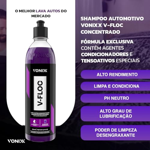 Limpeza Automotiva Completa Shampoo V-floc Revitalizador Intense Cera Tok Final Limpador Sintra Fast Pano Vonixx - Imagem 3
