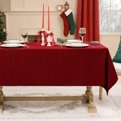 Softalker Tischdecke Weihnachten 140x240 Rot Abwaschbar Leinenstruktur...