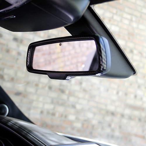 Miniatura 4 de Crosselec Cubierta del marco del espejo retrovisor de fibra de carbono para Dodge Charger 2015+