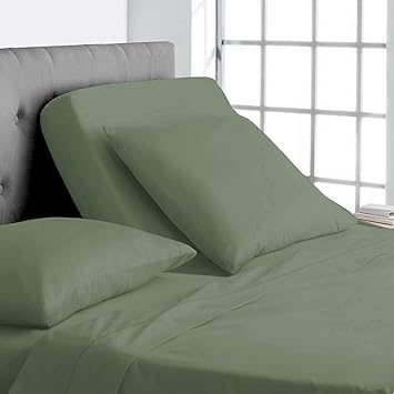 Silentnight Flex Top King Size Sheets for Sleep Number Bed 4 Pcs - 100% Microfiber - 18" Inch Deep Pocket Sheets - Split Top King Sheet Set- Split Down 39" from The top, Sage Solid
