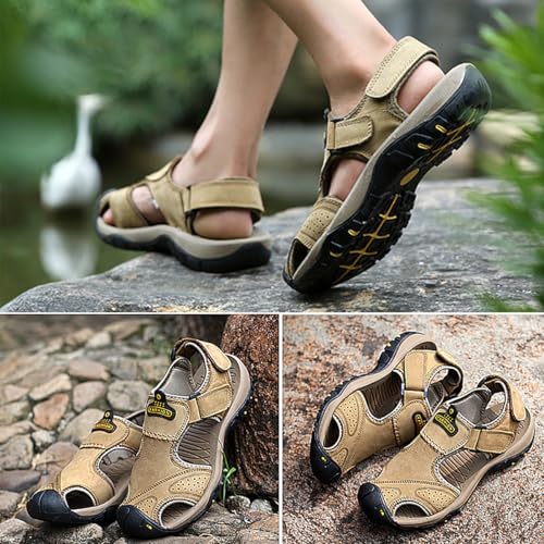 Men's Leather Sandals Closed-toe Sports Sandals soft insoles for Summer Shoes Lightweight and comfortable4