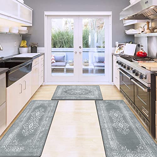 Hebe Farmhouse Kitchen Rugs Sets 3 Piece With Runner Non Slip Kitchen Mats For Floor Waterproof Boho Kitchen Rugs And Mats Set Laundry Room Rugs Runner For Hallway Door Entrance #TOP7