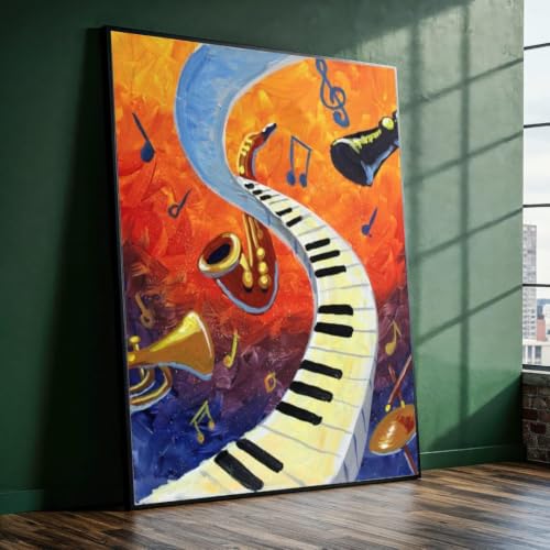 Toile murale instruments de musique - Décoration jazz piano et saxophone