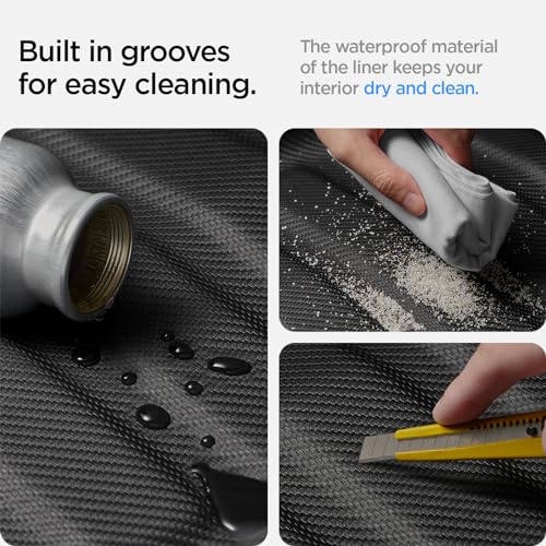 Spigen Tesla Model 3 Highland 2024 Hintere Kofferaummatte, Stoßfestes XPE-Material zum Schutz der Innenfächer, Wasserdicht und Leicht zu Reinigen, Allwetter Kofferraumwanne für Tesla Zubehör - Carbon