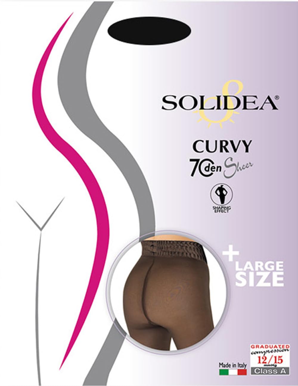 Collants à compression graduée transparents Solidea Curvy 70 Sheer couleur Glace 3ML-XL