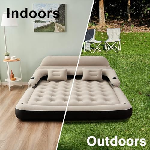 Matelas gonflable de taille Queen avec oreillers intégrés confort