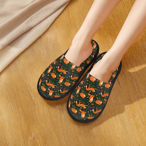 Cute Little Foxes Print House Slippers For Women And Men,Soft Slippers With Memory Foam,Non-Slip Indoor Home Shoes4