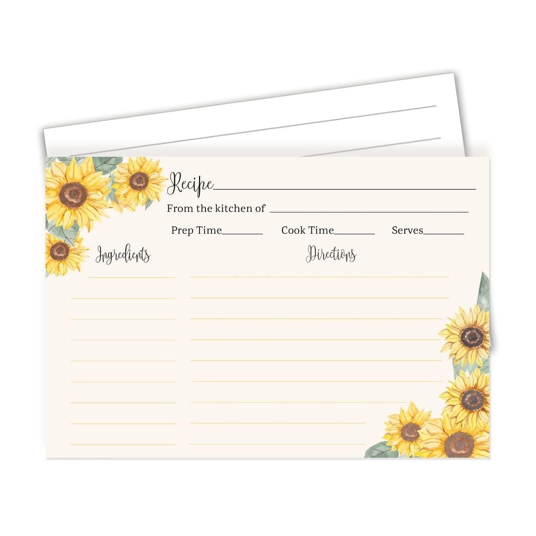 Cartes de recettes tournesol jaune pour cadeau de pendaison de crémaillère