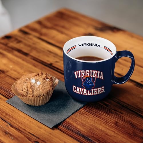 Image of Logo Brands NCAA Virginia Cavaliers 15oz Stripe Mug - Team Logo, Inside Print, Standard Handle, Microwave & Dishwasher Safe