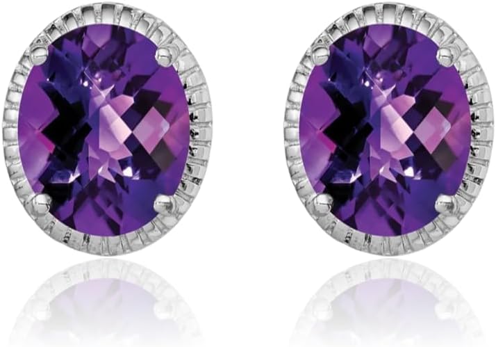 IceCarats 925 Sterling Silver 4.32 carat Purple Amethyst Extra Large Stud Earrings 12mm 1/2 inch Oval Cut, Natural, Prong Set, Friction Back For Her