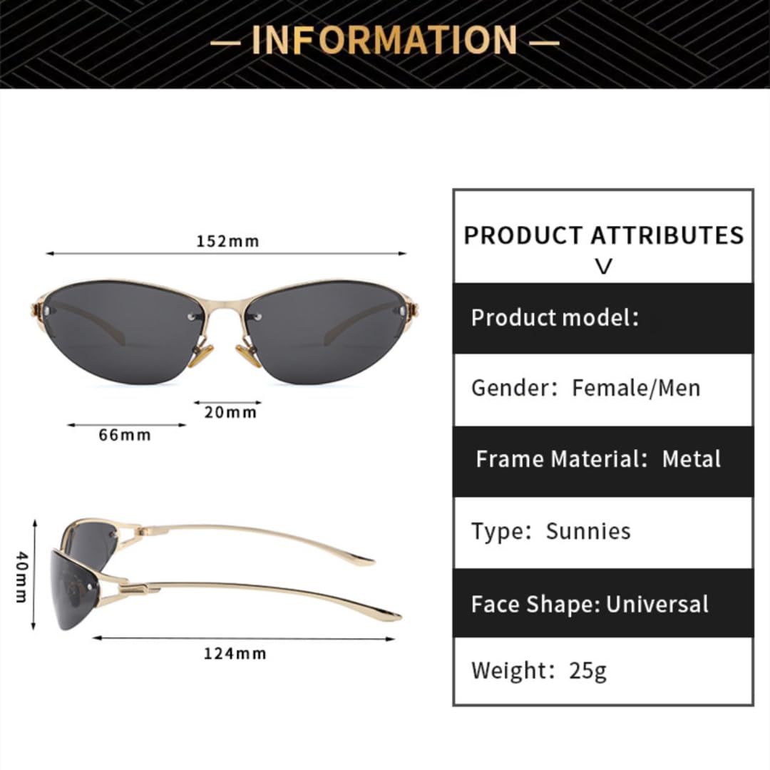 Halbrahmen-Sonnenbrille aus Metall im Cat-Eye-Stil, UV400
