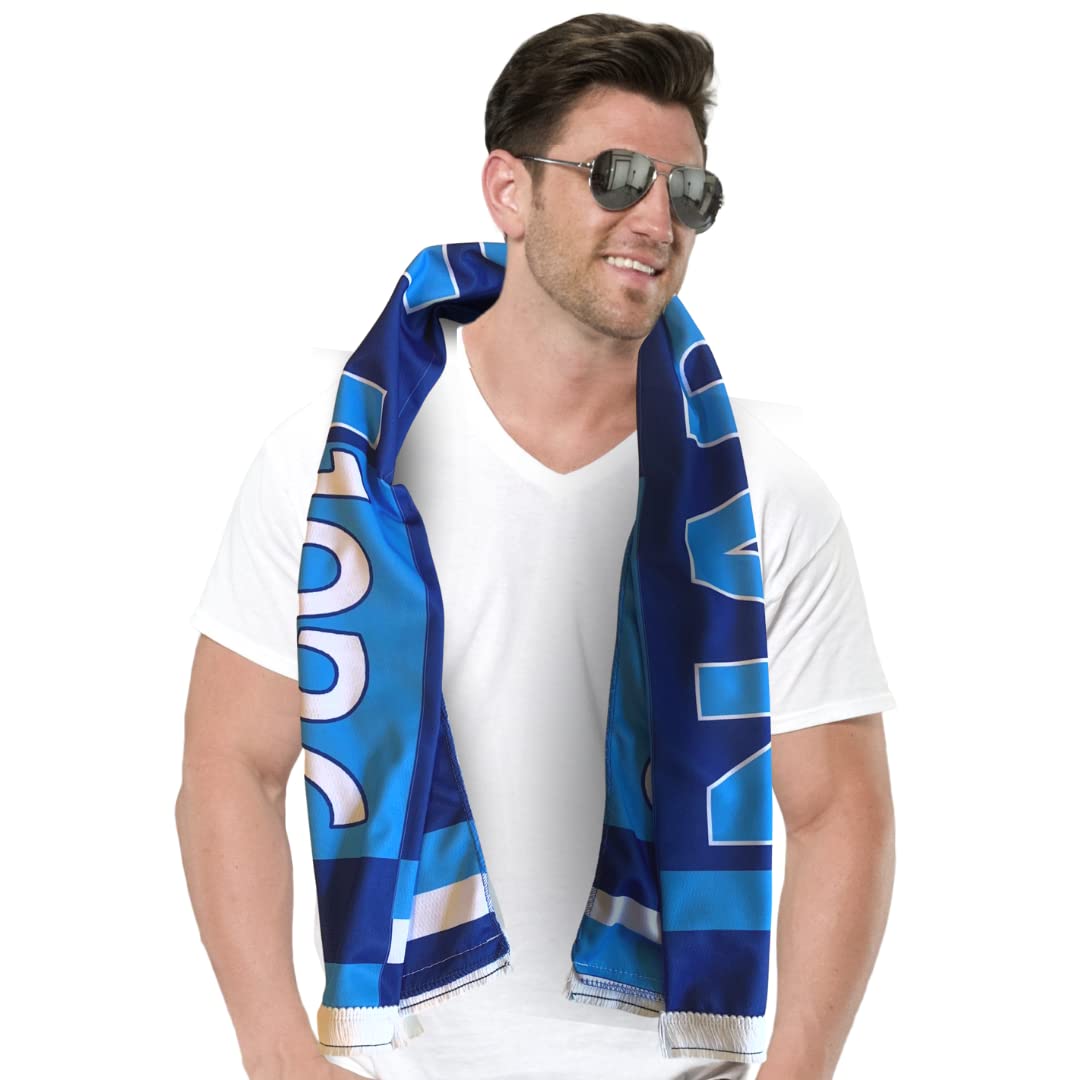 Szalik Napoli Poliestere 20x120 cm Frange Tifo Azzurro Blu Bianco