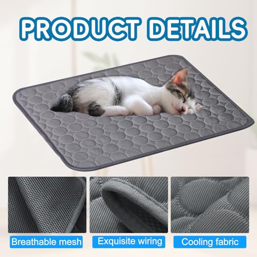 Generisch Große Kühlmatte Hund Katze,Selbstkühlende Hundekühlmatte,Eisseide Kühlmatte für Hunde Katze, Waschbares Hundematte, für Zuhause Unterwegs oder im Auto (Dark Gray 70 * 55cm-L)
