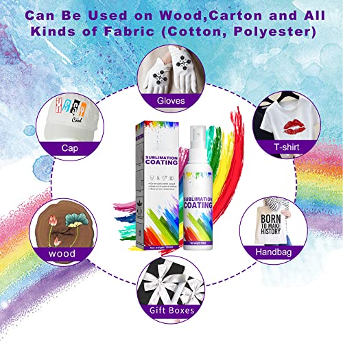 Sublimation Coating Spray, Sublimation Spray For Cotton Shirts, Polyester, T-Shirts, Carton, Wood Canvas, Handbag, Quick Dry & Super Adhesion, High Gloss Sublimation Coating For All Fabric 2X100Ml #TOP5