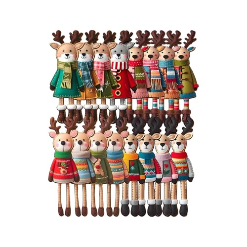 16 Stück Holz Hirsch Weihnachtsschmuck, 2D Liebenswert Rentier...