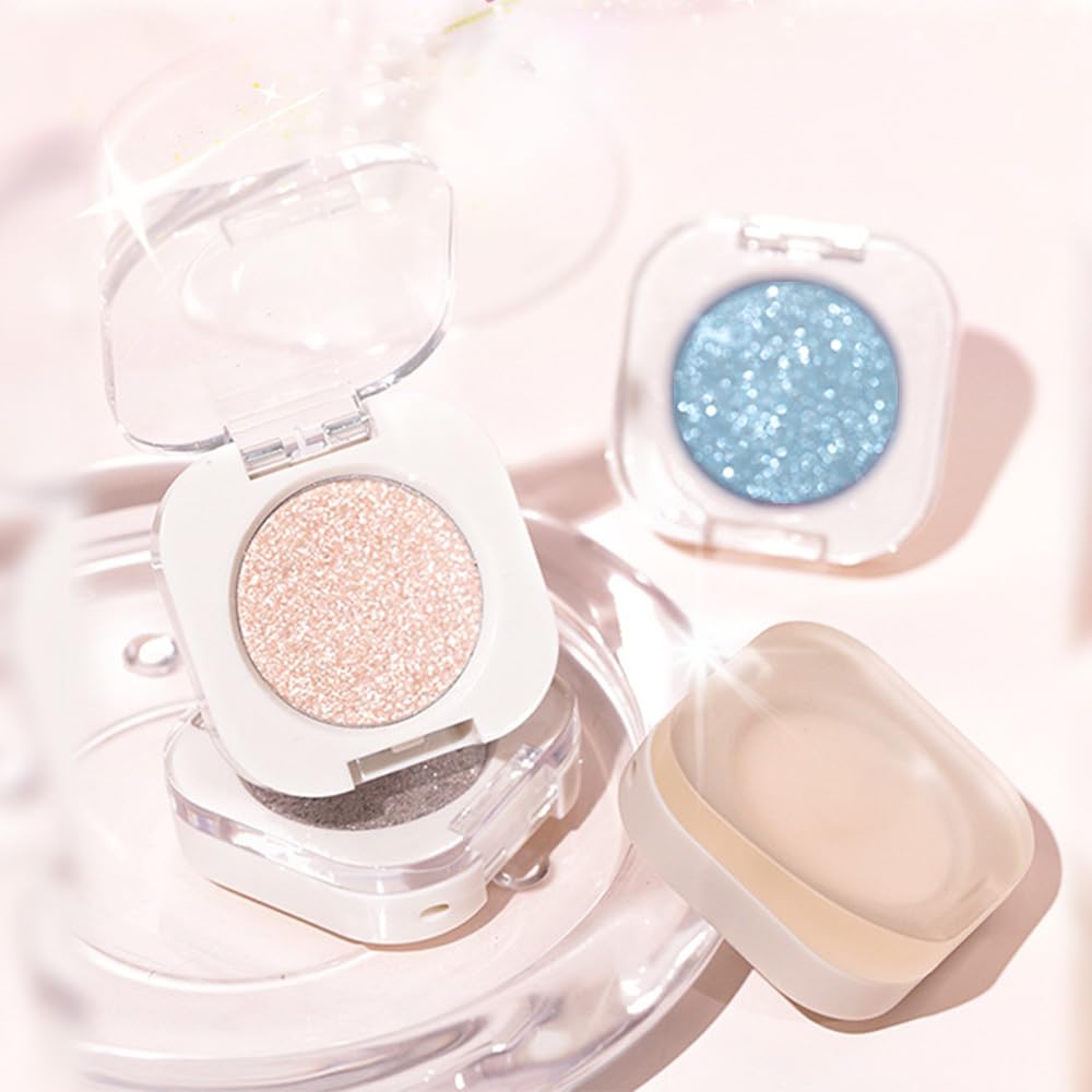 WanTuoluo Champagner Shimmer Single Glitter Cream Eyeshadow for Women Rose Gold Sheer Monochrome Eye Shadow Makeup Shiny Pressed Powder, Blendable Natural Sombras para ojos, Girls Daily Gifts -24