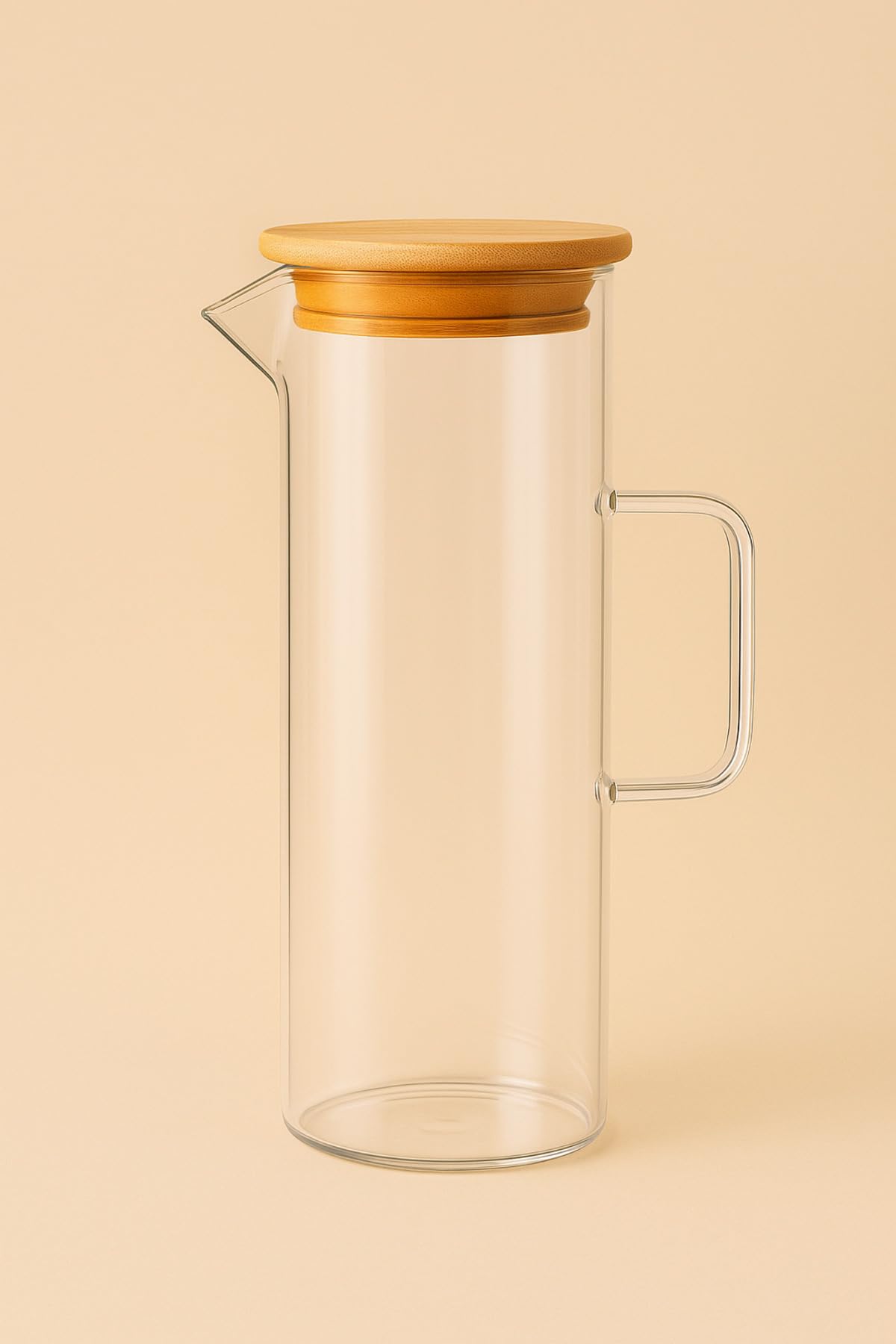 ARVALE Lavino 3 Parça 400 ml Borosilikat Yağlık - Bambu Altlık ve 2 Adet Bambu Kapaklı Cam Yağdanlık