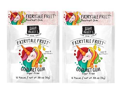 Project 7 Sugar Free Gourmet Gum Fairytale Fruit Sweet and Sour Flavored (2 -12 Piece Packs)