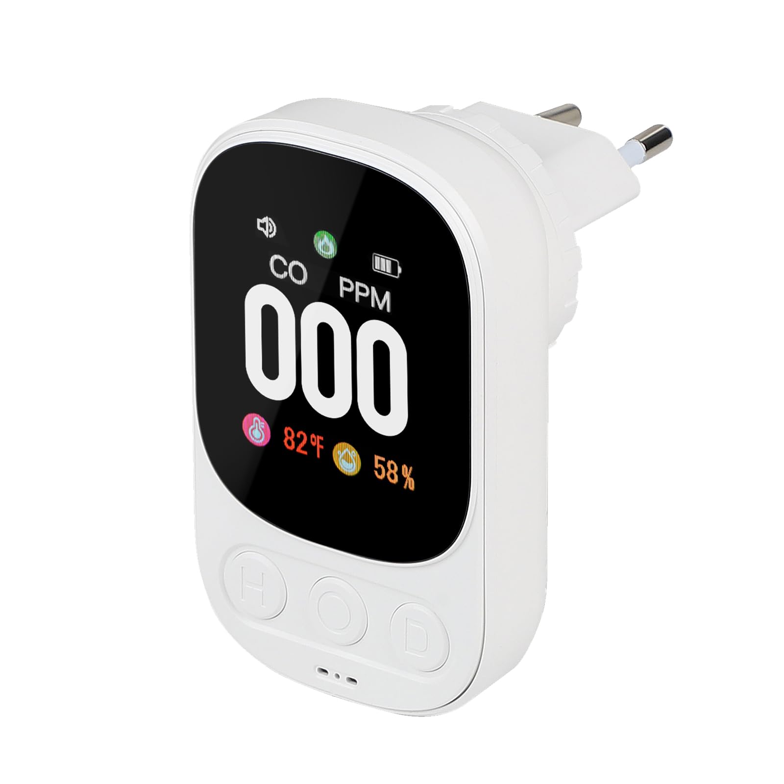 CPROSP Détecteur Monoxyde de Carbone avec Prise, Détecteur de Gaz avec Capteur Detempérature et D'humidité, avec Écran LCD Couleur, pour Home Hôtel Chambre RV