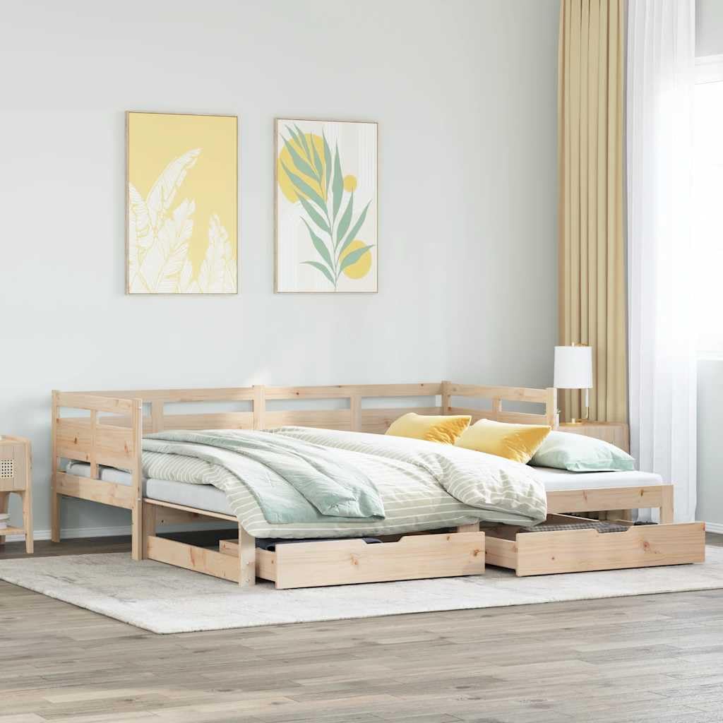 vidaXL Sofa rozsuwana z szufladami, bez materaca, 90x190 cm