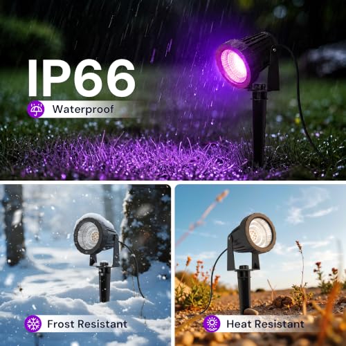 Image of L LOHAS LED Halloween Spotlights Outdoor Orange and Purple Dusk to Dawn 12W