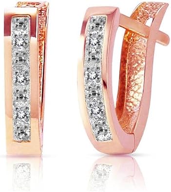 Galaxy Gold GG 14K Rose Gold 0.10 Carat Natural Diamond Hoop Huggie Earrings - April Birthstone - Strength & Brilliance - Fine Jewelry for Women