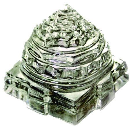 Saubhagya Global Vastu Crystal Set of 1 Clear Sphatik Shree Yantra for Pooja-26-32 GMS