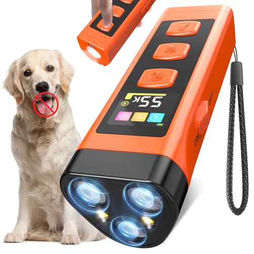 Dog Bark Deterrent Device, Color Display 2000 mAh Rechargeable Ultrasonic Anti-Barking Trainer with 4 Frequency Settings 25/30/40/55 kHz, 65ft Long-Range, Safe & Effective Alternative to Bark Collars by XIFRUS - Used condition - US$8.90