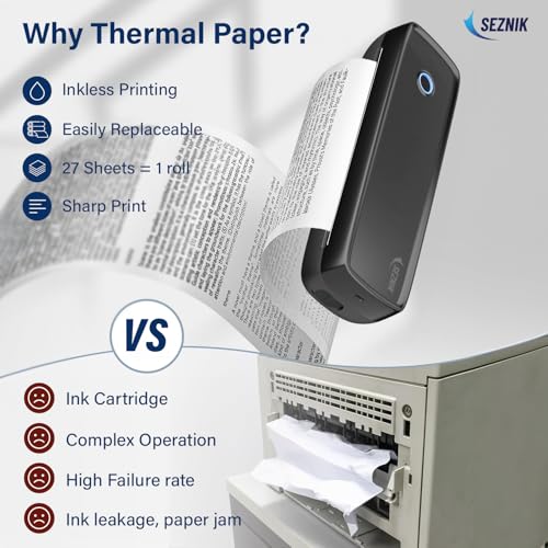 Image of Seznik A4 Thermal Paper Roll, 210 x Φ30mm, 2 Rolls, 8 Inch Paper for Portable Thermal Printer