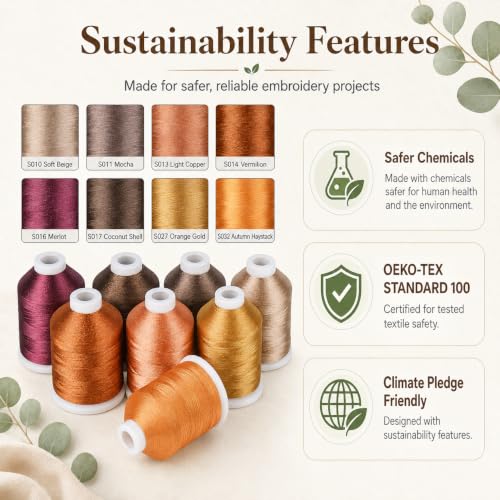 Image of Simthread 8 Shades 550Yds Each 40WT Polyester Embroidery Thread Brown Set | 8-shade brown set with 550Yds each offers smooth 40WT polyester thread for home and commercial embroidery machines.