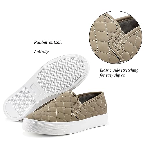 Image of JENN ARDOR Womens Slip On Sneakers Perforated /Quilted Casual Shoes Fashion Walking Flats