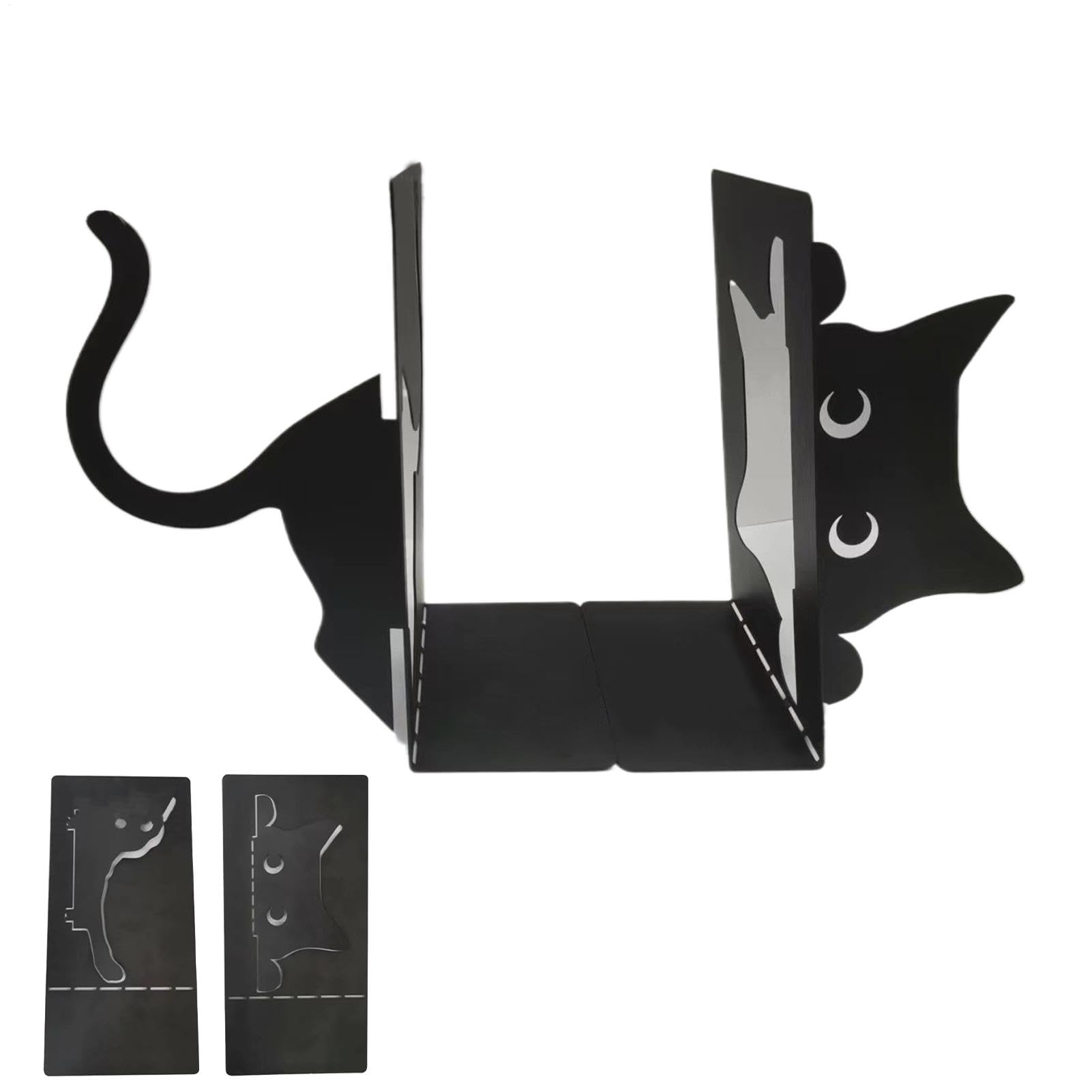 Serre-livres chat en fer forgé support étagère pour bureau et maison style rustique
