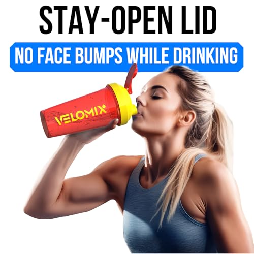 Image of VELOMIX -2 Pack- 28 oz Protein Shaker Bottles for Protein Mixes - 2x Wire Whisk | Leak Proof Shaker Cups for Protein Shakes and Pre Workout | Protein Shaker Bottle Pack (D2) Imperial Glow