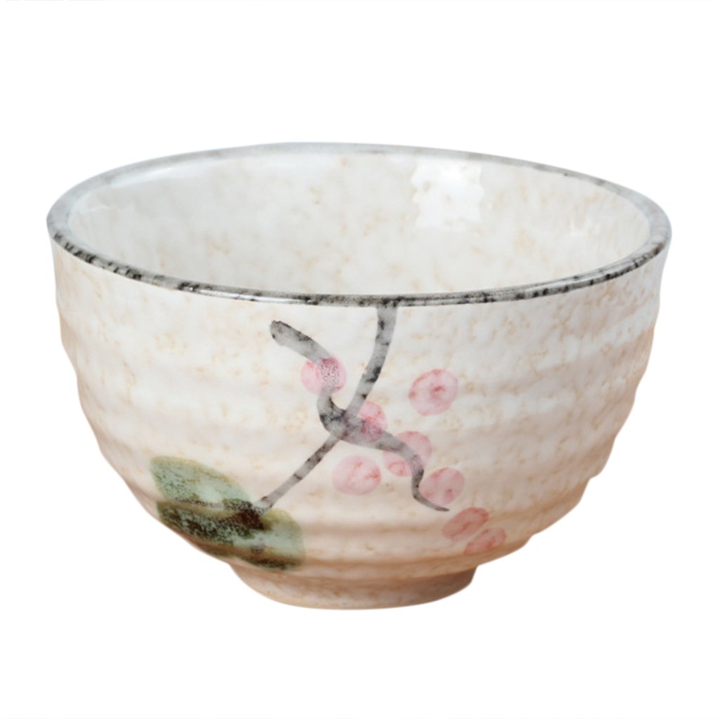 Generico Set di 2 Ciotole per la Cerimonia del tè Tradizionale Giapponese Matcha Chawan con Smalto Bianco e Motivo Floreale di Loto, Ciotole per Cereali e Noodles
