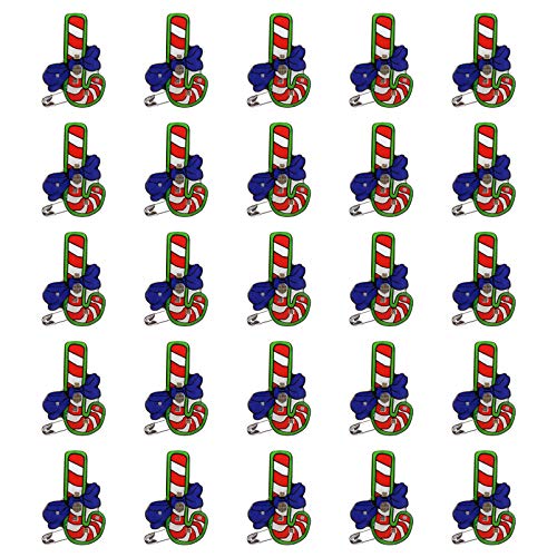 TOYANDONA 25 Unids Navidad Led Broche Pin Bastón de Caramelo Alfileres de Solapa Intermitente Navidad Brillante Broche Led Light up Juguetes Suministros para Fiestas de Vacaciones Favor