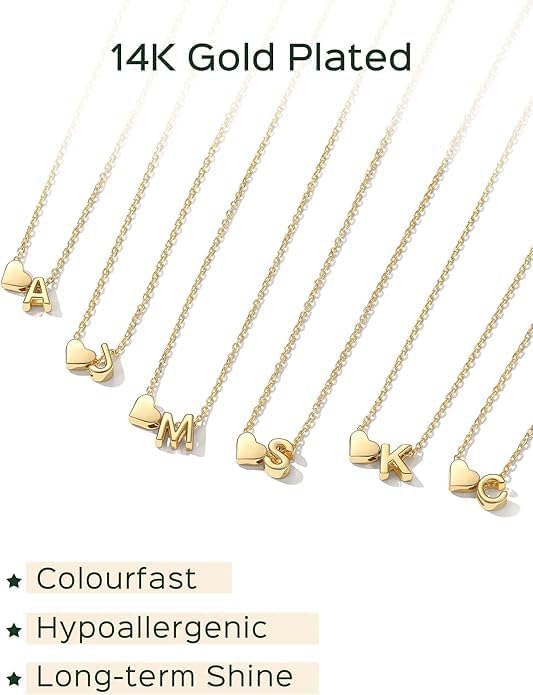 ChicSilver Heart Necklaces for Women 14K Gold Plated Necklace Hypoallergenic Dainty Initial Necklaces for Women - Image 4