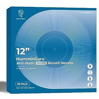 HumminGuru Vinyl Record Inner Sleeve 12 Inch, Acid Free & Anti Static Vinyl Sleeves, 1.5Mil Archival HDPE Inner Record Sleeve, Round Bottom LP Easy Insertion for Album Cover, 50 Pack(12“Inner Sleeves) - Les Beatles, Paul McCartney, John Lennon, RIngo Starr, George Harrison