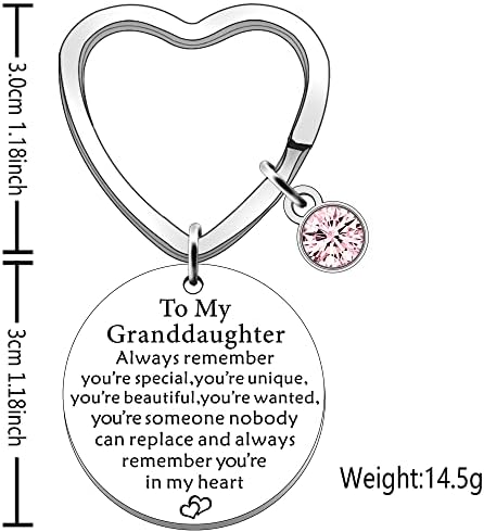 SDOFY Granddaughter Gifts Granddaughter Keyring Inspirational Gifts for Granddaughter Birthday Christmas Graduation Presents
