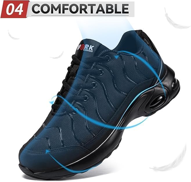 LARNMERN Steel Toe Shoes for Men Wide Women Lightweight Puncture Proof Work Safety Sneakers Breathable Slip Resistant Tennis Shoe - Image 7