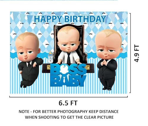 Image of Boss Baby 1st Birthday Decorations Theme Happy Birthday Backdrop Background Curtain for Boys Party Decoration (Pack of 1, Multicolor)