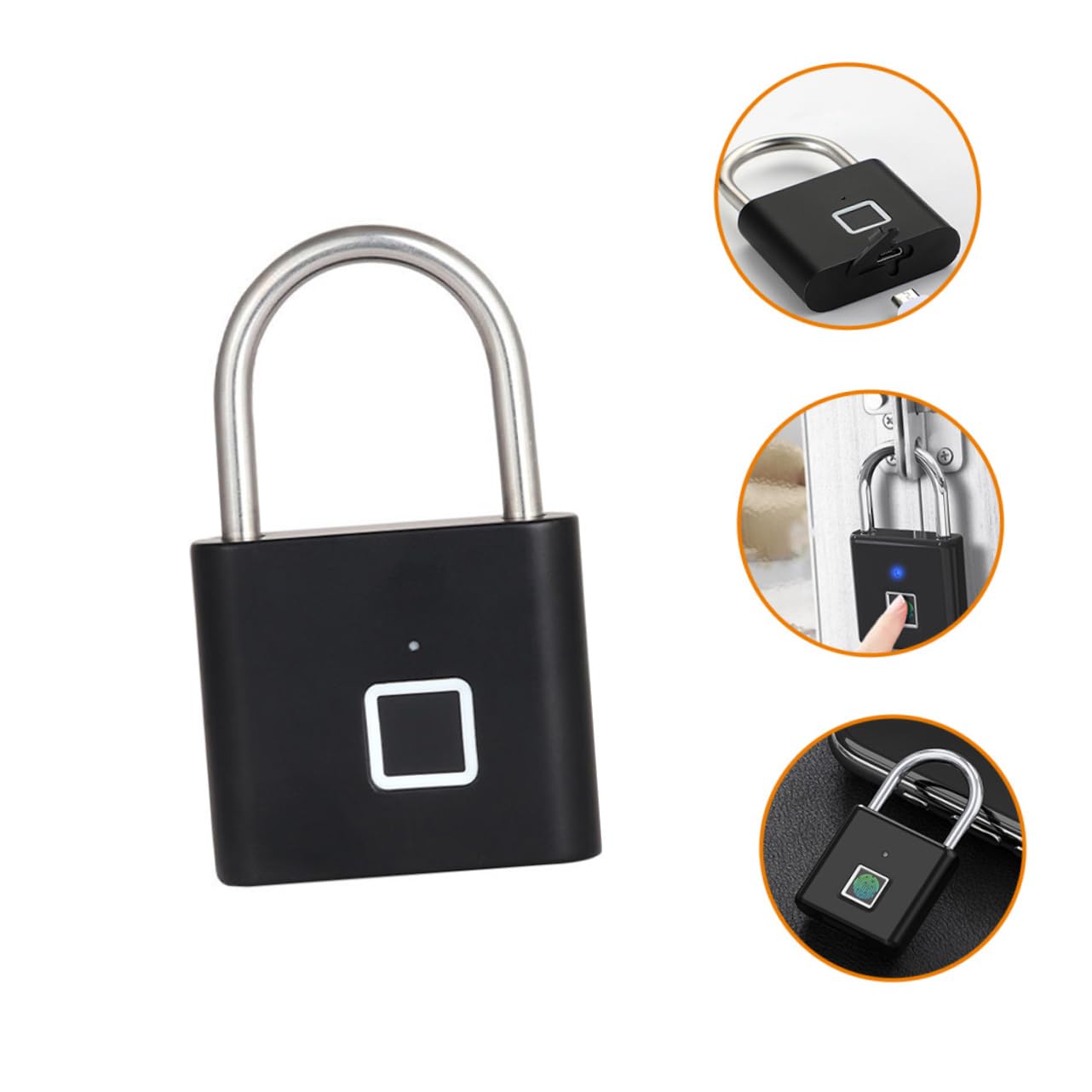 DOITOOL 4 Stück Schließfach Zubehör portable lock geldschrank tragbare Tür Vorhängeschlösser für Gepäck Outdoor-Fingerabdrucksperre Vorhängeschloss mit Fingerabdruck Aluminiumlegierung