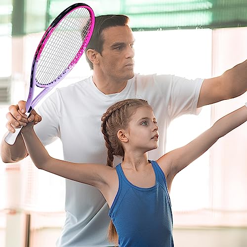 Bo'weiqi 23" Kids Tennis Racket For Aged 8-10, Lightweight Toddler Tennis Racquet With Shoulder Strap Bag, Including 1 Tennis Racket And 1 Replacement Grip Tapes(Pink) #TOP5