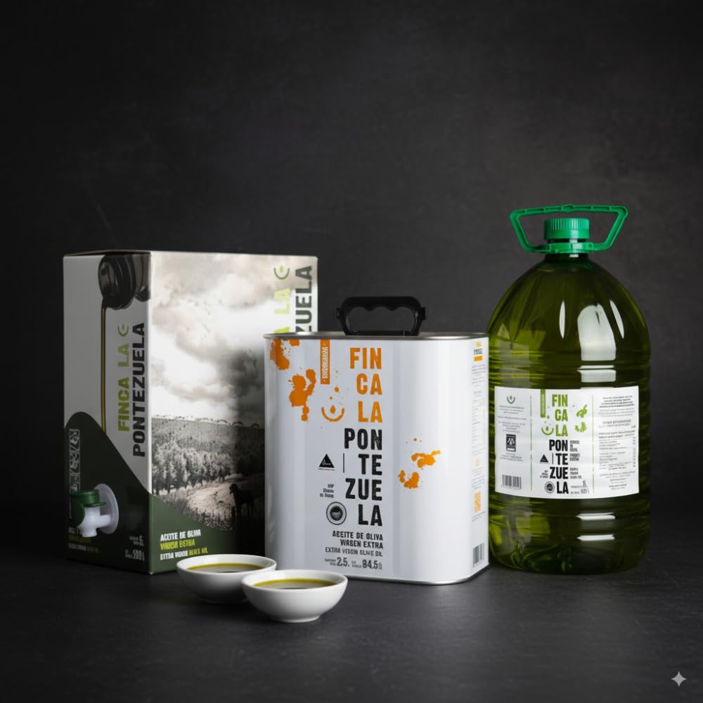 Finca La Pontezuela Aceite de Oliva Virgen Extra Picual 5 Litros - Garrafa de Aceite 5L Picual - Ideal para Uso Diario