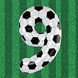 40 Inch Soccer Number 9 Balloon, Large Foil Soccer Theme 9th Birthday Decoration for Kids Sports Party
