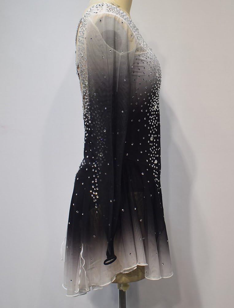 Gradient Figure Skating Dresses Diamond Ballet Dance One Piece Outfit Professional Ice Skating Costumes