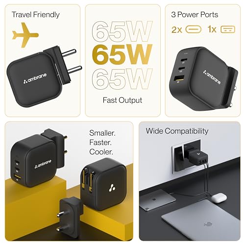 Ambrane 65W 3-Port Charger, Black - Image 4