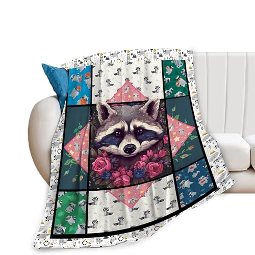 Raccoon Blanket Cute Raccoon Throw Blanket Ultra Soft Cozy Fleece Gift Fuzzy Plush Bedding Blankets for Kids Teens Adults Girls Boys Women Men 50
