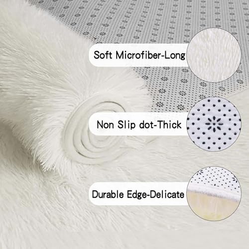 Tapis moelleux de haute qualité blanc cassé 100x280 cm pour maison - 5