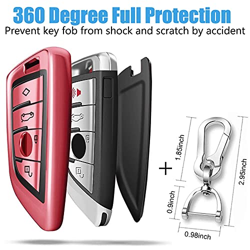 Image of QBUC Key Fob Cover Full Protective Case, Key Fob Case for X1 /X3 /X5 /X6 X7 and for Series 1 /2 /5 /7 Soft TPU Anti-dust Case Shell Keyless Remote Control(Pink)
