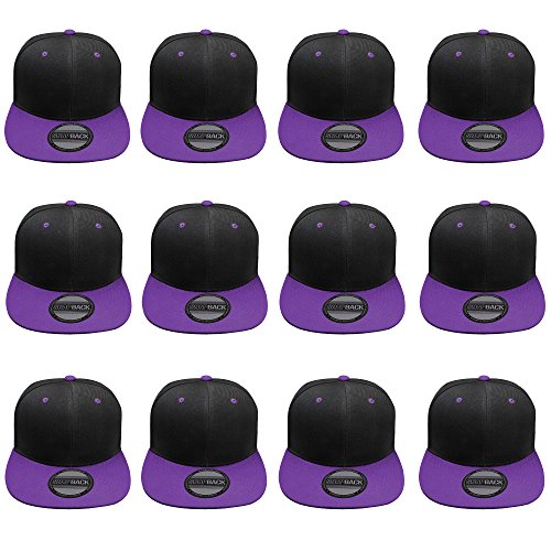 Image of Gelante Plain Blank Flat Brim Adjustable Snapback Baseball Caps Wholesale LOT 12 Pack